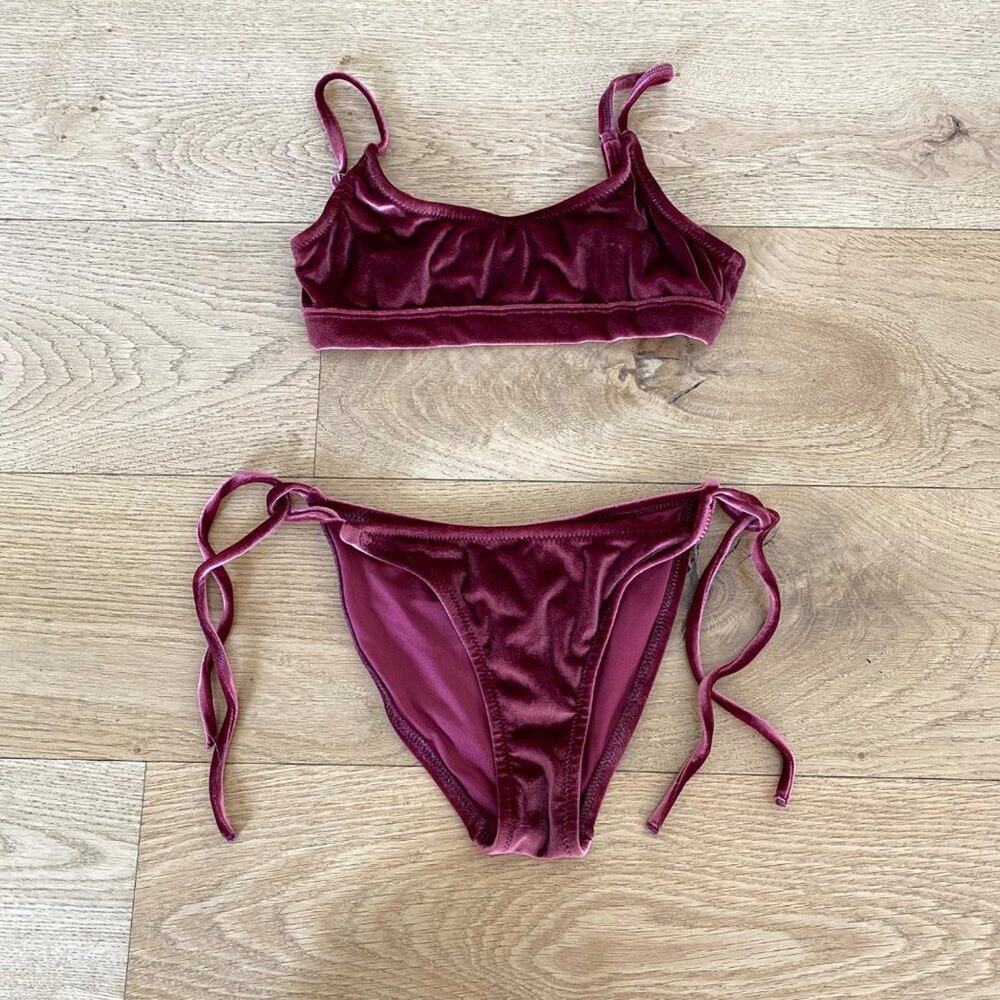 Topshop - Velvet Bikini in Burgandy Red